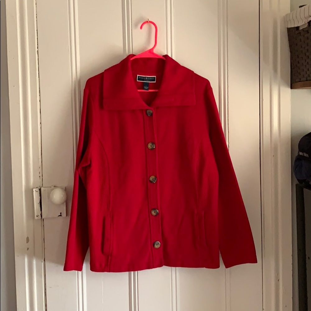 Red Buttoned Cardigan Sweater